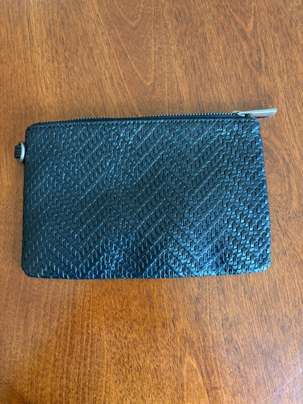 Express Black Woven Chevron Zip Pouch